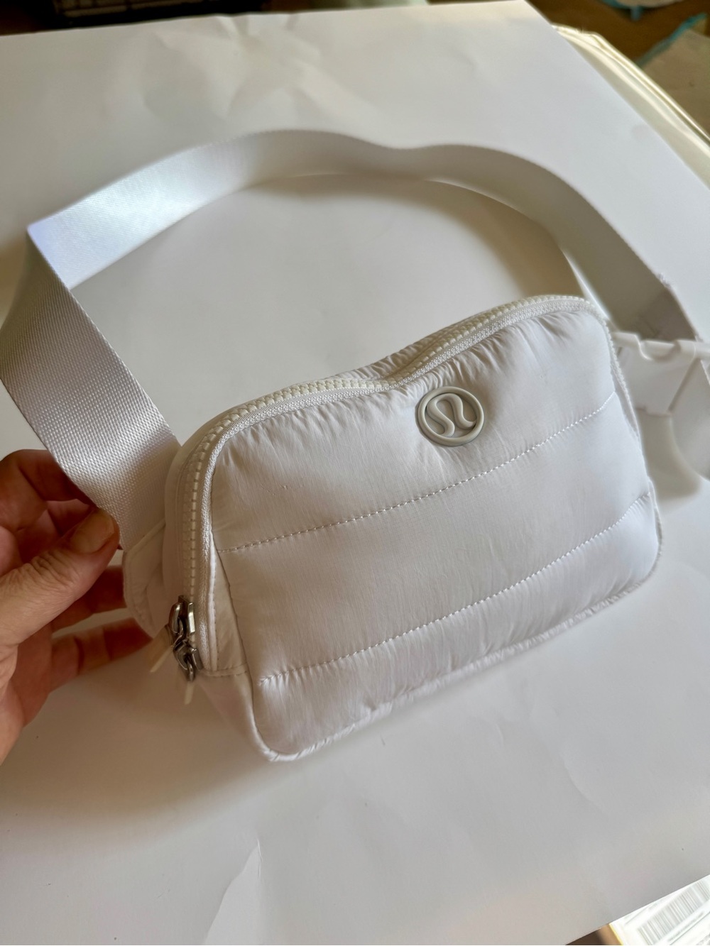 lululemon White Puffer
Crossbody Bag - Excellent New
Condition